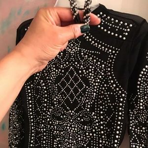 Pretty studded shirt with matching earrings